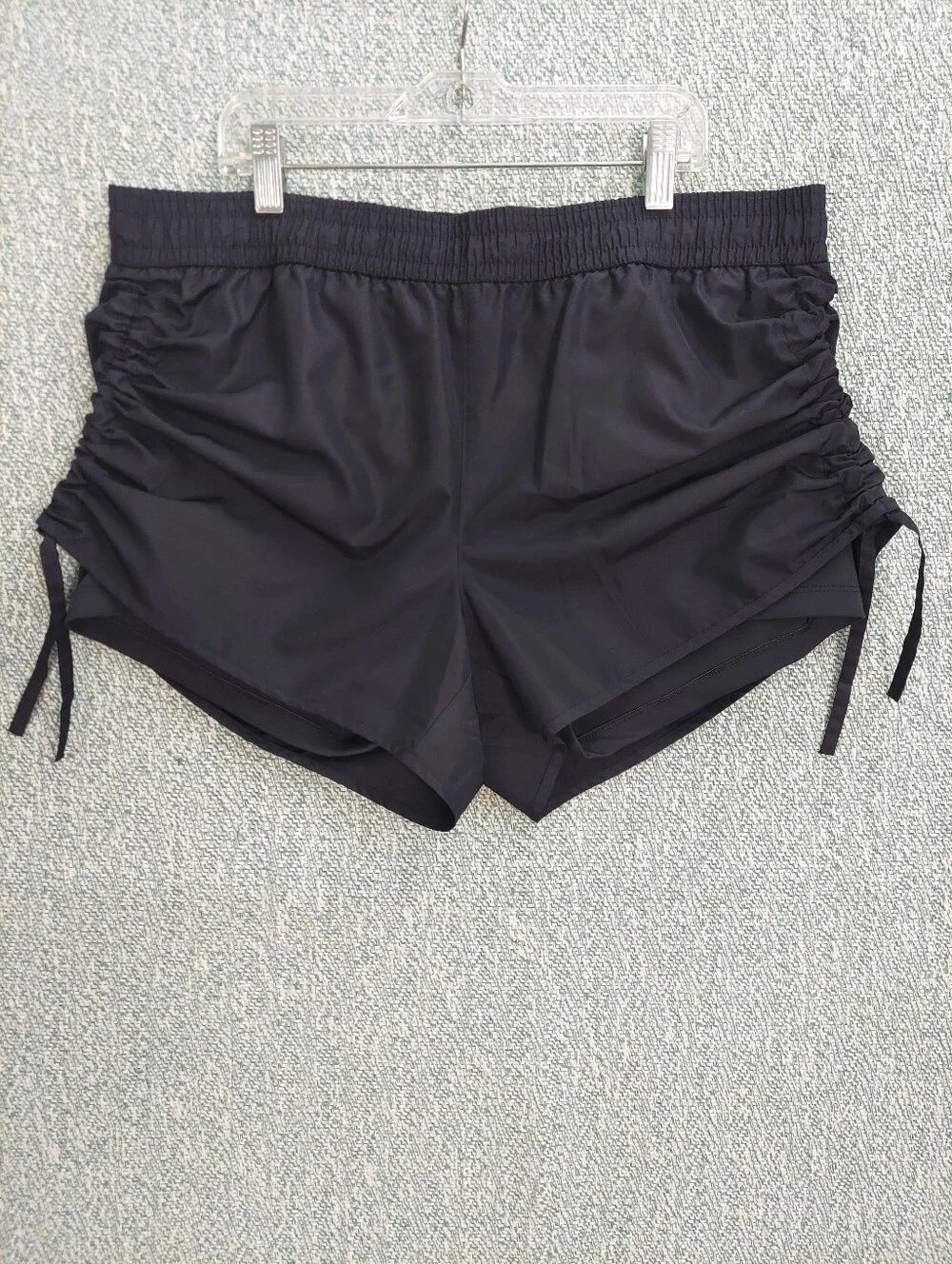 ​L-RL Ralph Lauren Ruched Athletic Shorts Compression Liner Black Large
